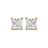 14KT Yellow Gold & Diamond Pricess Cut Stud Earrings  - 1 ctw