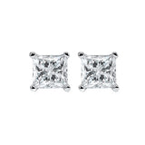 14KT White Gold & Diamond Classic Book Pricess Cut Stud Earrings  - 1-1/4 ctw