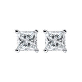 14KT White Gold & Diamond Classic Book Pricess Cut Stud Earrings  - 1-1/2 ctw