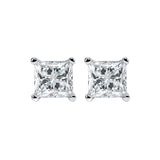 14KT White Gold & Diamond Classic Book Pricess Cut Stud Earrings   - 2 ctw