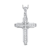 14KT White Gold & Diamond Classic Book Cross Pendants Neckwear Pendant  - 1/4 ctw