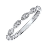 10KT White Gold & Diamond Classic Book Stackable Fashion Ring  - 1/8 ctw