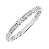 10KT White Gold & Diamond Classic Book Stackable Fashion Ring   - 1/6 ctw
