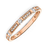14KT Pink Gold & Diamond Classic Book Stackable Fashion Ring   - 1/6 ctw