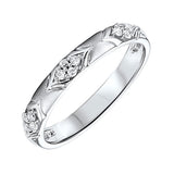 10KT White Gold & Diamond Stackable Fashion Ring   - 1/8 ctw