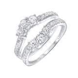 14KT White Gold & Diamond Classic Book Diamond Wraps Bridal Set Ring    - 1 ctw