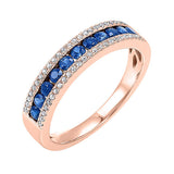 14KT Pink Gold & Diamond 3 Row Fashion Ring  - 1/8 ctw