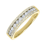 14KT Yellow Gold & Diamond 3 Row Fashion Ring  - 1/2 ctw