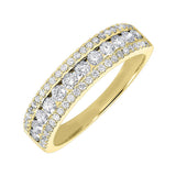 14KT Yellow Gold & Diamond 3 Row Fashion Ring  - 3/4 ctw