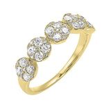 14KT Yellow Gold & Diamond Classic Book 5 Station Fashion Ring  - 3/4 ctw