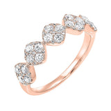 14KT Pink Gold & Diamond Classic Book 5 Station Fashion Ring  - 3/4 ctw
