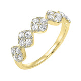 14KT Yellow Gold & Diamond Classic Book 5 Station Fashion Ring  - 3/4 ctw