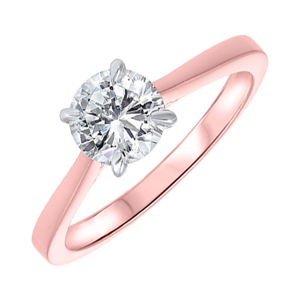 14KT White & Pink Gold & Diamonds Stunning Engagement Ring - 1/3 CTW