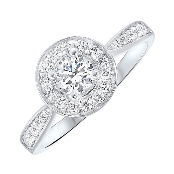 14KT White Gold & Diamond Conventional Engagement Ring -3/4 ctw