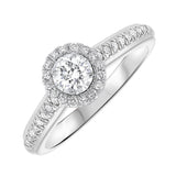 Silver (SLV 995) Cubic Zirconia Basics Halo Ring - 1/2 ctw