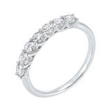14KT White Gold & Diamond Classic Book Shared Prong Trellis Fashion Ring   - 1 ctw
