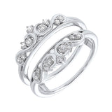 14KT White Gold & Diamond Classic Book Diamond Wraps Fashion Ring   - 1/5 ctw