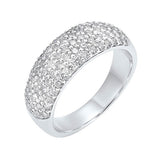 14KT White Gold & Diamond Classic Book High Dome Pave Fashion Ring   - 1 ctw