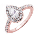 14KT Pink Gold & Diamonds Stunning Engagement Ring - 1 CTW