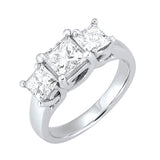 14KT White Gold & Diamond Classic Book 3 Stone Bridal Set Ring  - 3/4 ctw