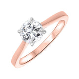 14KT White & Pink Gold & Diamond Classic Book Solitaire Fashion Ring  - 1 ctw