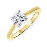 14KT White & Yellow Gold & Diamond Classic Book Solitaire Fashion Ring  - 1 ctw
