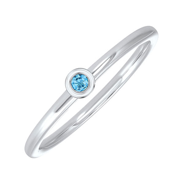 10KT White Gold Classic Book Birthstone Stackable Fashion Ring
