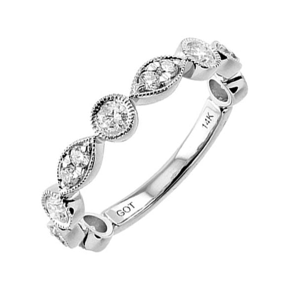 14KT White Gold & Diamond Classic Book Stackable Fashion Ring  - 5/8 ctw