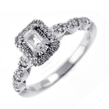 SLV - 995 White Gold & Cubic Zirconia Conventional Engagement Ring -5/8 ctw