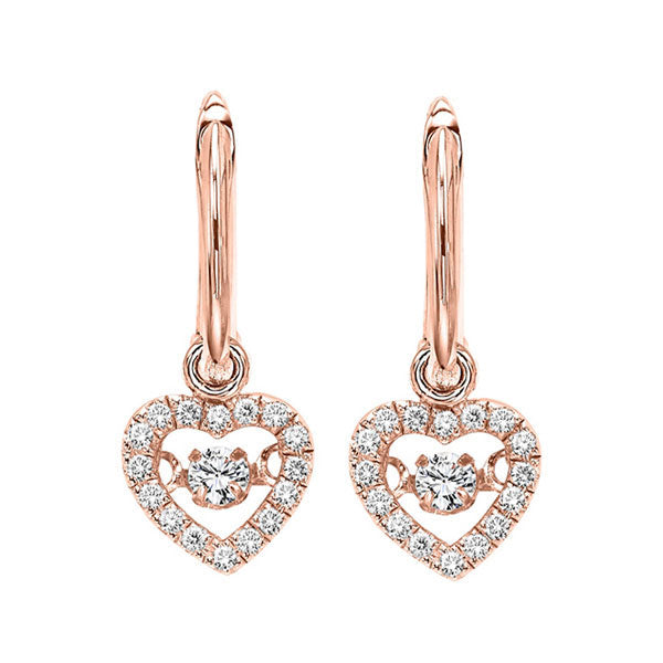 10KT Pink Gold & Diamonds Stunning Fashion Earrings - 1/10 ctw
