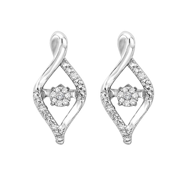 Silver (SLV 995) Diamond Rhythm Of Love Fashion Earrings  - 1/10 ctw