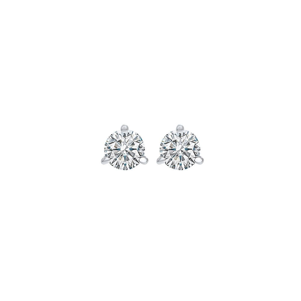 18KT White Gold & Diamond Classic Book Round Stud Earrings  - 1/10 ctw
