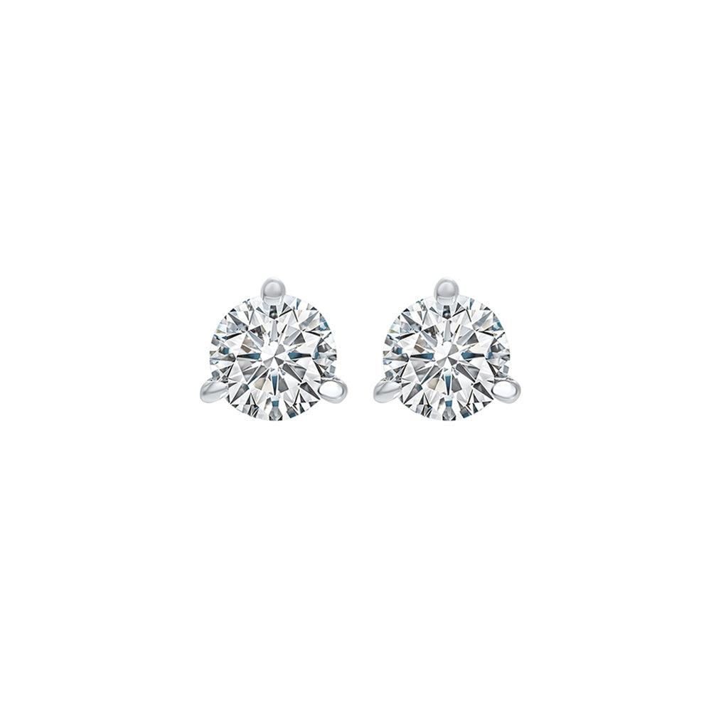18KT White Gold & Diamond Classic Book Round Stud Earrings  - 1/3 ctw