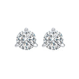 18KT White Gold & Diamond Classic Book Round Stud Earrings  - 1 ctw