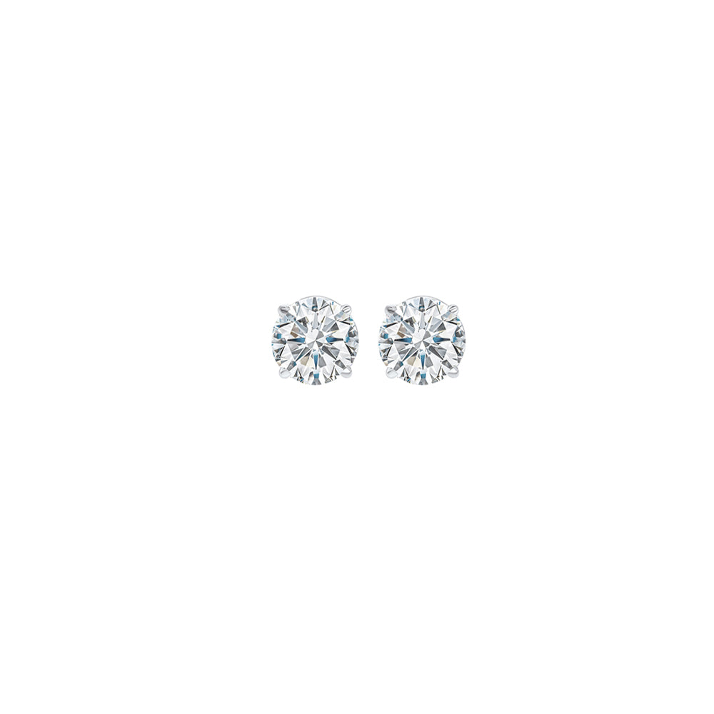 14KT White Gold & Diamond Classic Book Round Stud Earrings  - 1/8 ctw