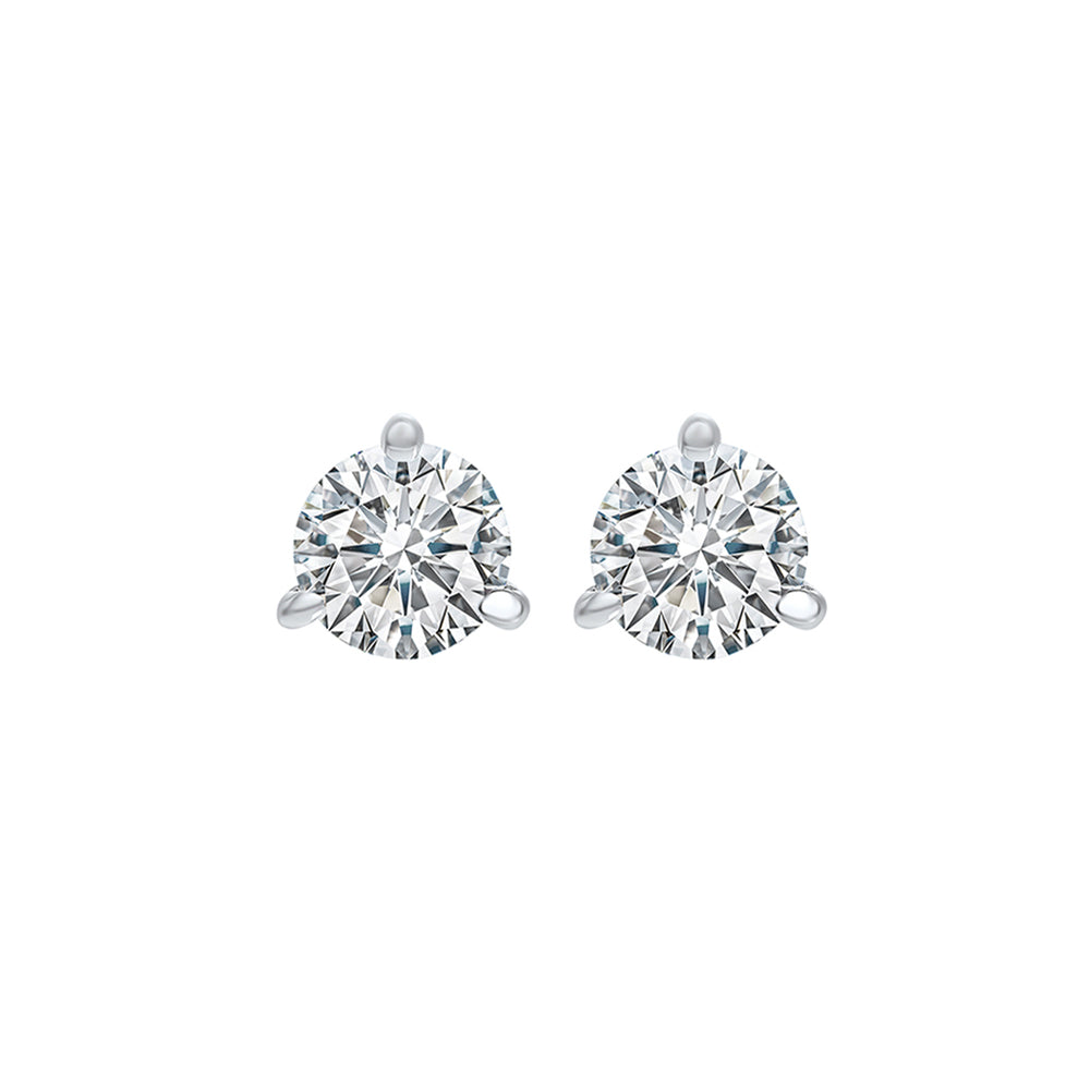 14KT White Gold & Diamond Classic Book Round Stud Earrings  - 1/2 ctw