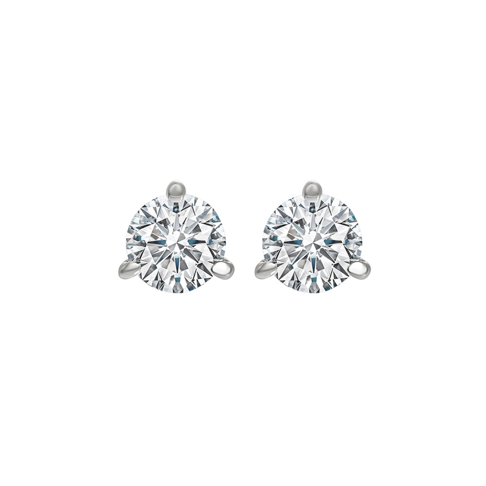 14KT White Gold & Diamond Classic Book Round Stud Earrings  - 5/8 ctw