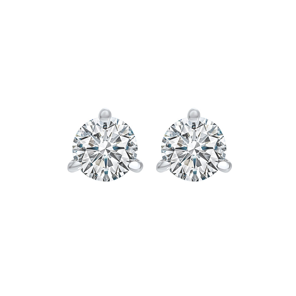 14KT White Gold & Diamond Classic Book Round Stud Earrings  - 3/4 ctw