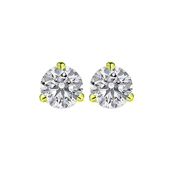 14KT Yellow Gold & Diamond Round Stud Earrings  - 1-1/4 ctw
