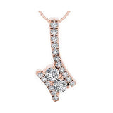 14KT Pink Gold & Diamond TWO Stone Jewelery Neckwear Pendant  - 1/2 ctw