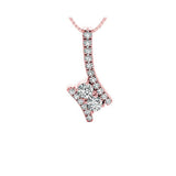 14KT Pink Gold & Diamond Pendant -  1/6 ctw
