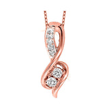 14KT Pink Gold & Diamond TWO Stone Jewelery Neckwear Pendant   - 1/5 ctw