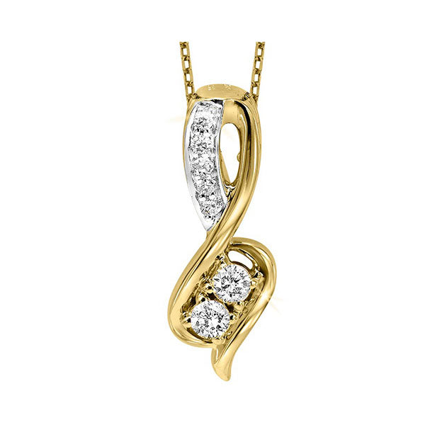14KT White & Yellow Gold & Diamond TWO Stone Jewelery Neckwear Pendant  - 1/5 ctw