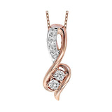 14KT White & Pink Gold & Diamond TWO Stone Jewelery Neckwear Pendant  - 1/2 ctw
