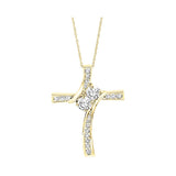 14KT Yellow Gold & Diamond Cross Pendants Neckwear Pendant  - 3/4 ctw