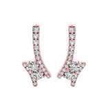 14KT Pink Gold & Diamond TWO Stone Jewelery Fashion Earrings  - 1 ctw