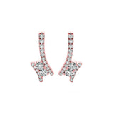 14KT Pink Gold & Diamond TWO Stone Jewelery Fashion Earrings  - 1/2 ctw