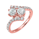 14KT Pink Gold & Diamond TWO Stone Jewelery Fashion Ring  - 2 ctw