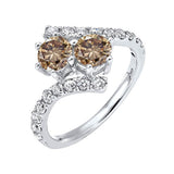 14KT White Gold & Diamond TWO Stone Jewelery Fashion Ring   - 1/4 ctw