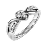 14KT White Gold & Diamond TWO Stone Jewelery Fashion Ring  - 1/5 ctw